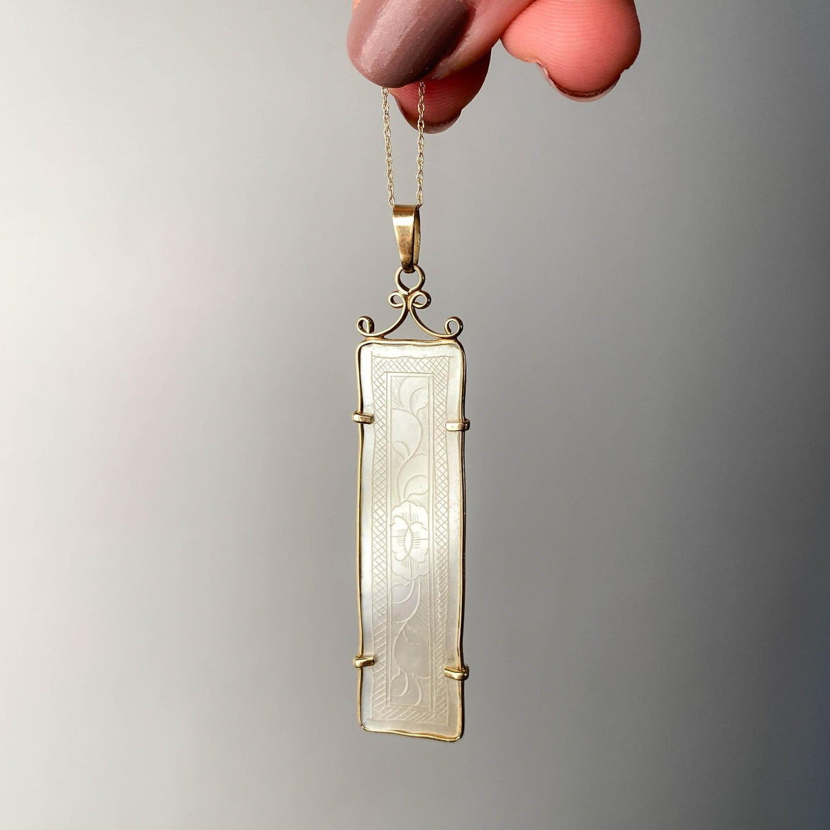 Antique Mother of Pearl Game Piece Pendant of 12k Gold - Trademark Antiques