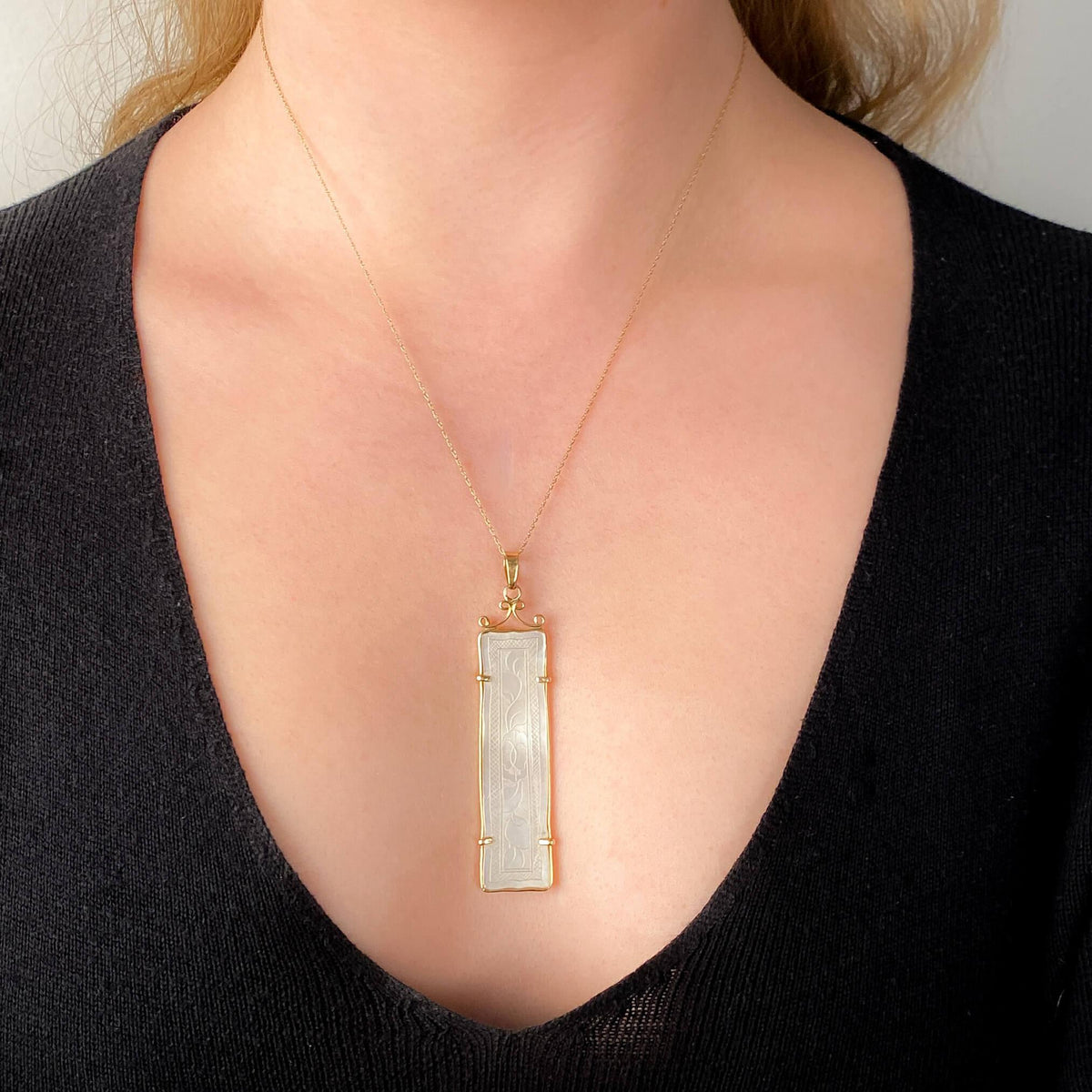 Antique Mother of Pearl Game Piece Pendant of 12k Gold - Trademark Antiques