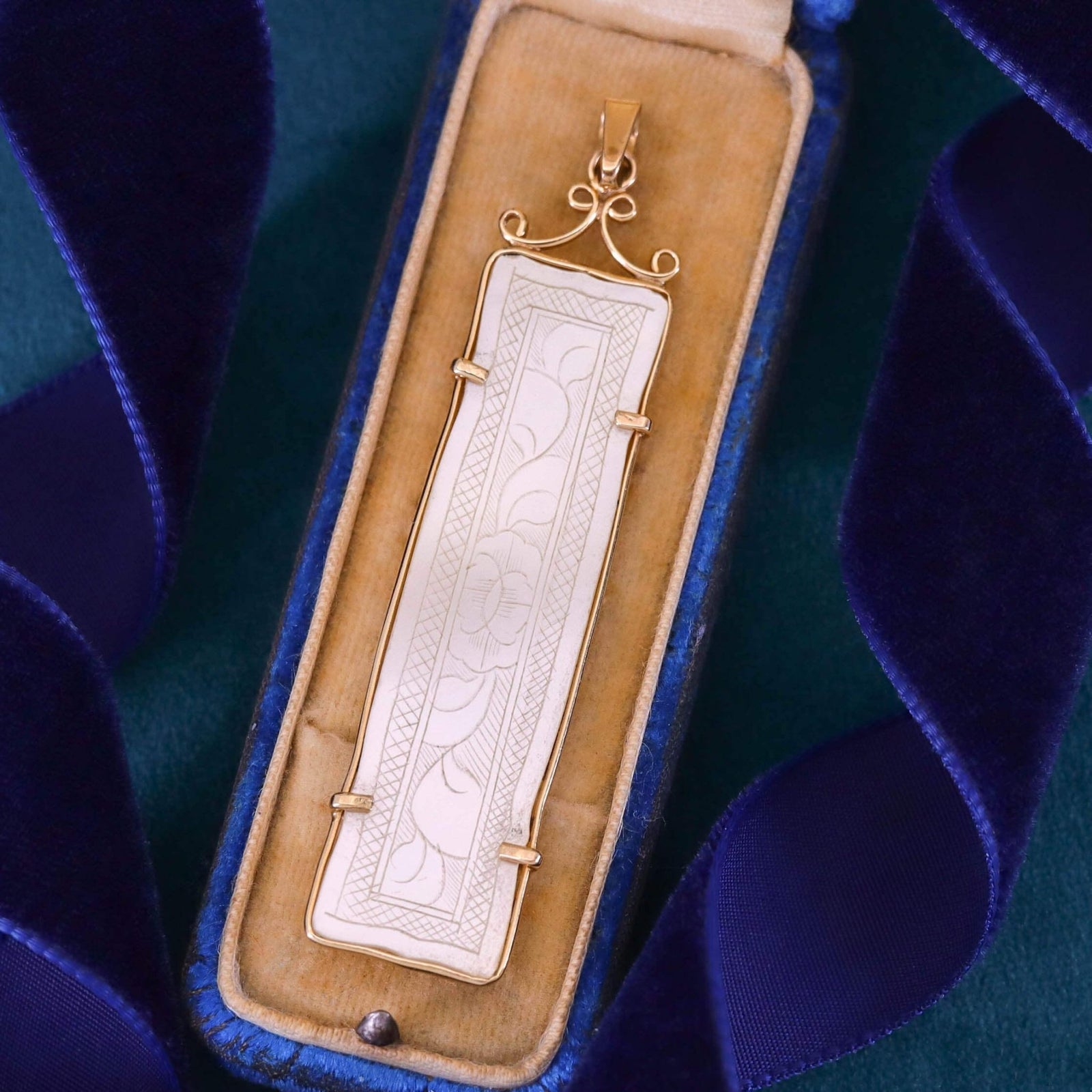 Antique Mother of Pearl Game Piece Pendant of 12k Gold - Trademark Antiques