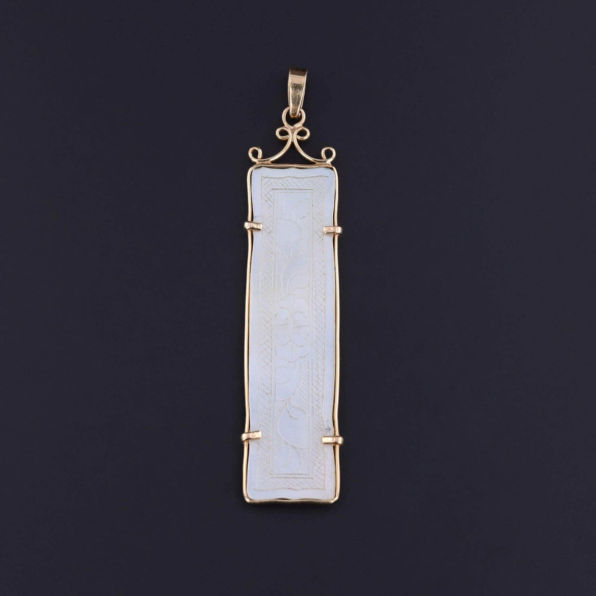 Antique Mother of Pearl Game Piece Pendant of 12k Gold - Trademark Antiques