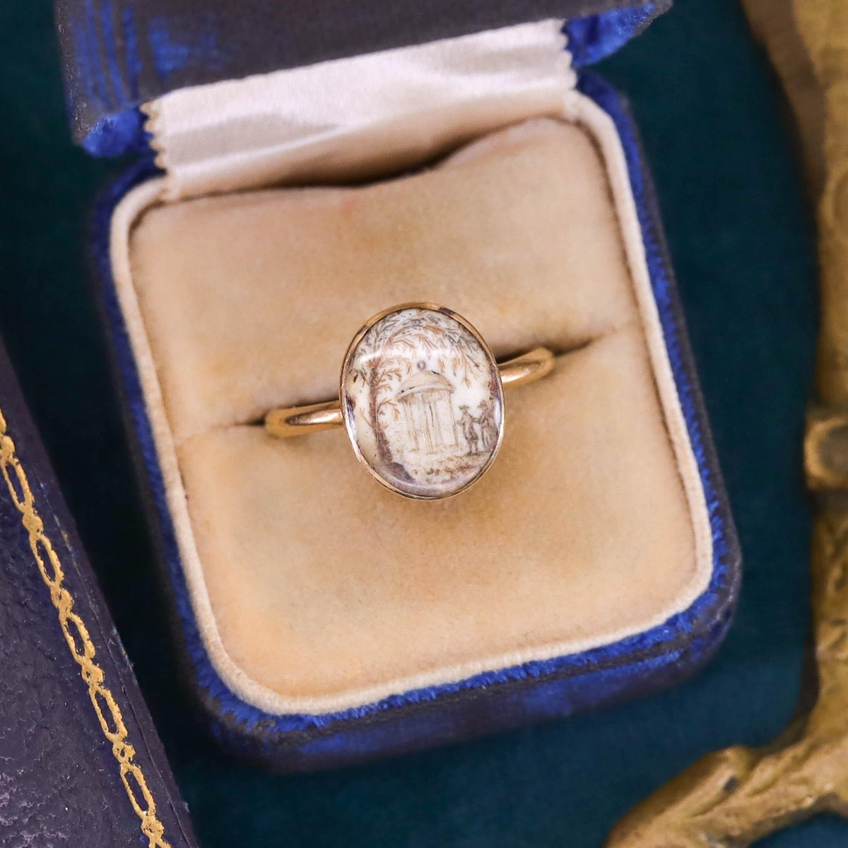 Antique Mourning Ring 15k Gold Top with 20k Band - Trademark Antiques