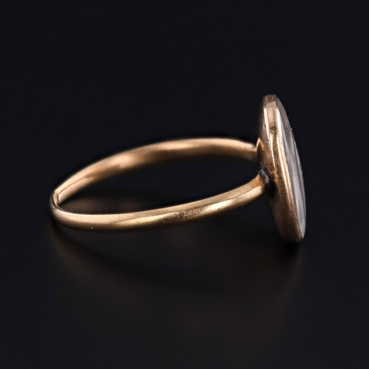 Antique Mourning Ring 15k Gold Top with 20k Band - Trademark Antiques