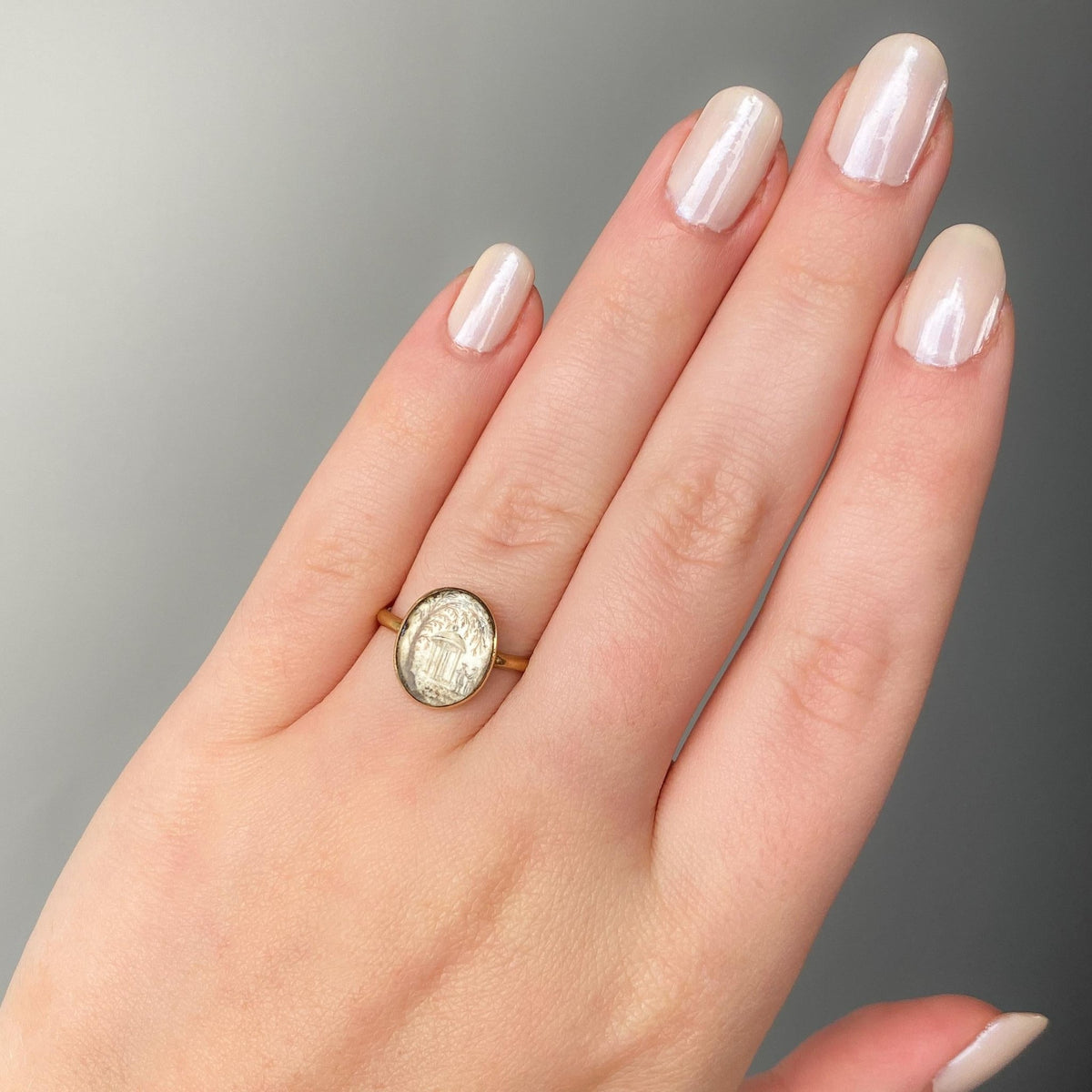 Antique Mourning Ring 15k Gold Top with 20k Band - Trademark Antiques