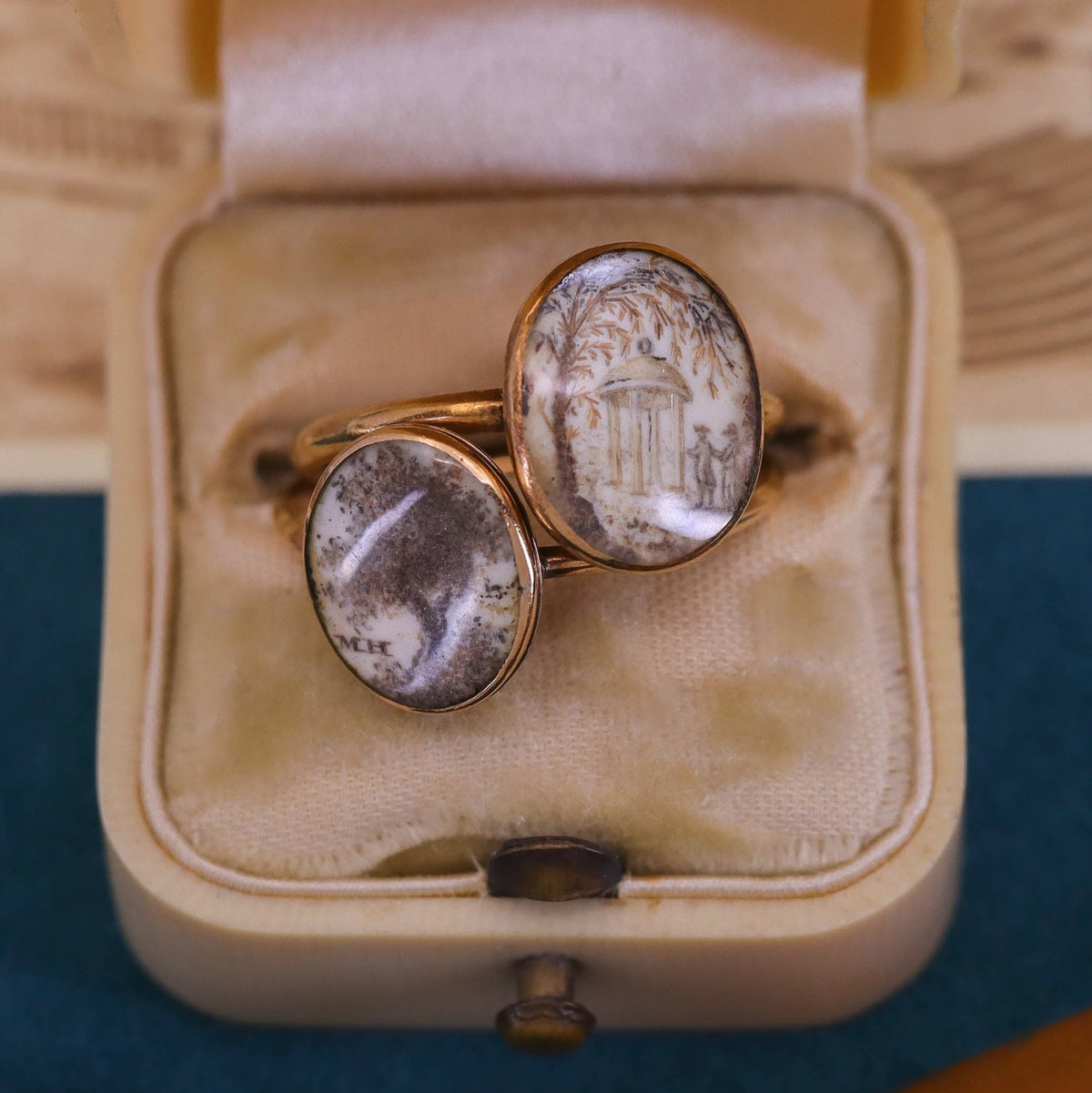 Antique Mourning Ring 15k Gold Top with 20k Band - Trademark Antiques