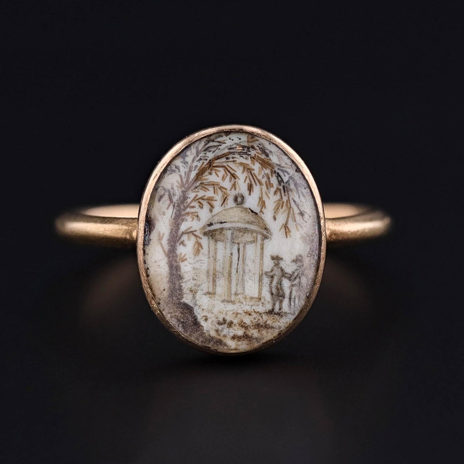 Antique Mourning Ring 15k Gold Top with 20k Band - Trademark Antiques