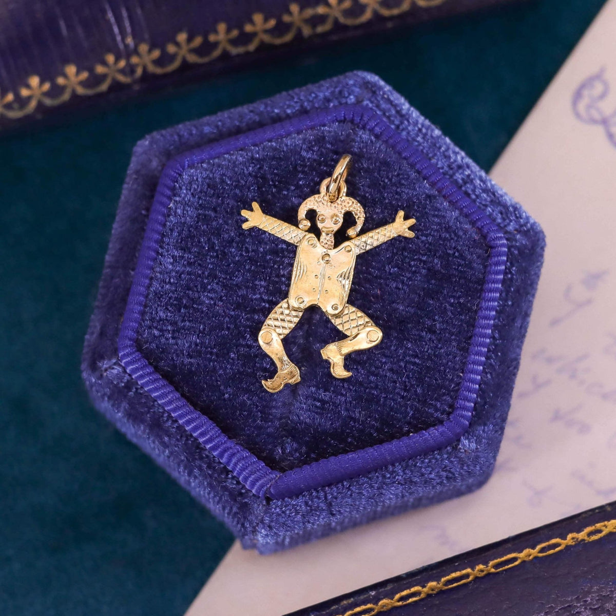 Antique Movable Jester Charm of 14k Gold - Trademark Antiques
