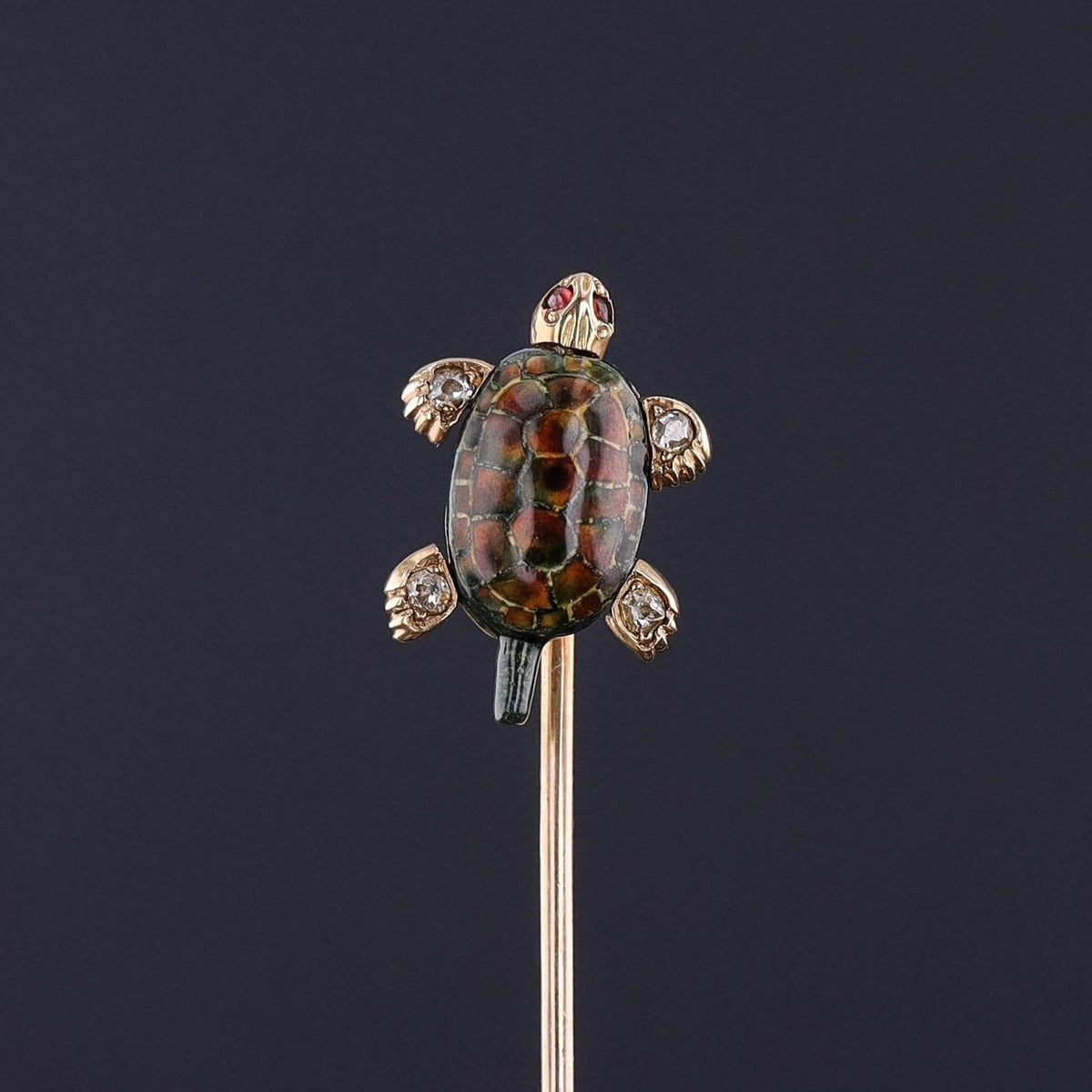 Antique Moveable Turtle Stickpin of 14k Gold - Trademark Antiques