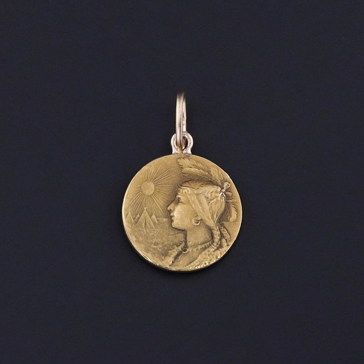 Antique Native American Woman Pendant of 14k Gold - Trademark Antiques