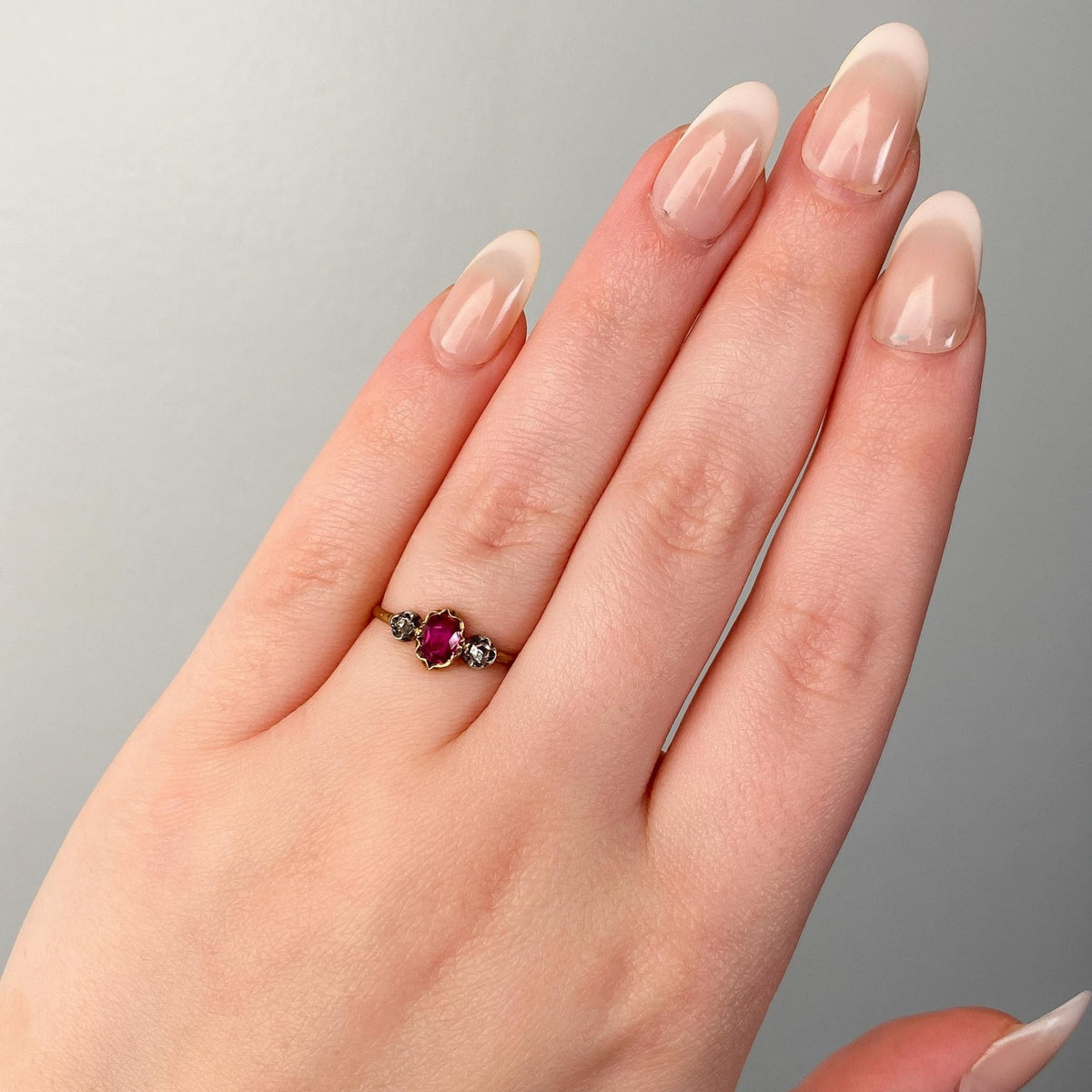 Antique Natural Ruby and Diamond Ring of 14k Gold - Trademark Antiques