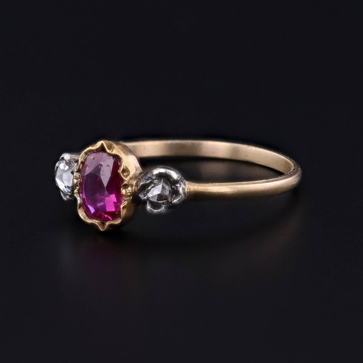 Antique Natural Ruby and Diamond Ring of 14k Gold - Trademark Antiques