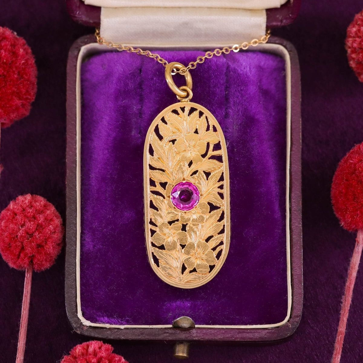 Antique Natural Untreated Ruby Pendant of 18k Gold - Trademark Antiques