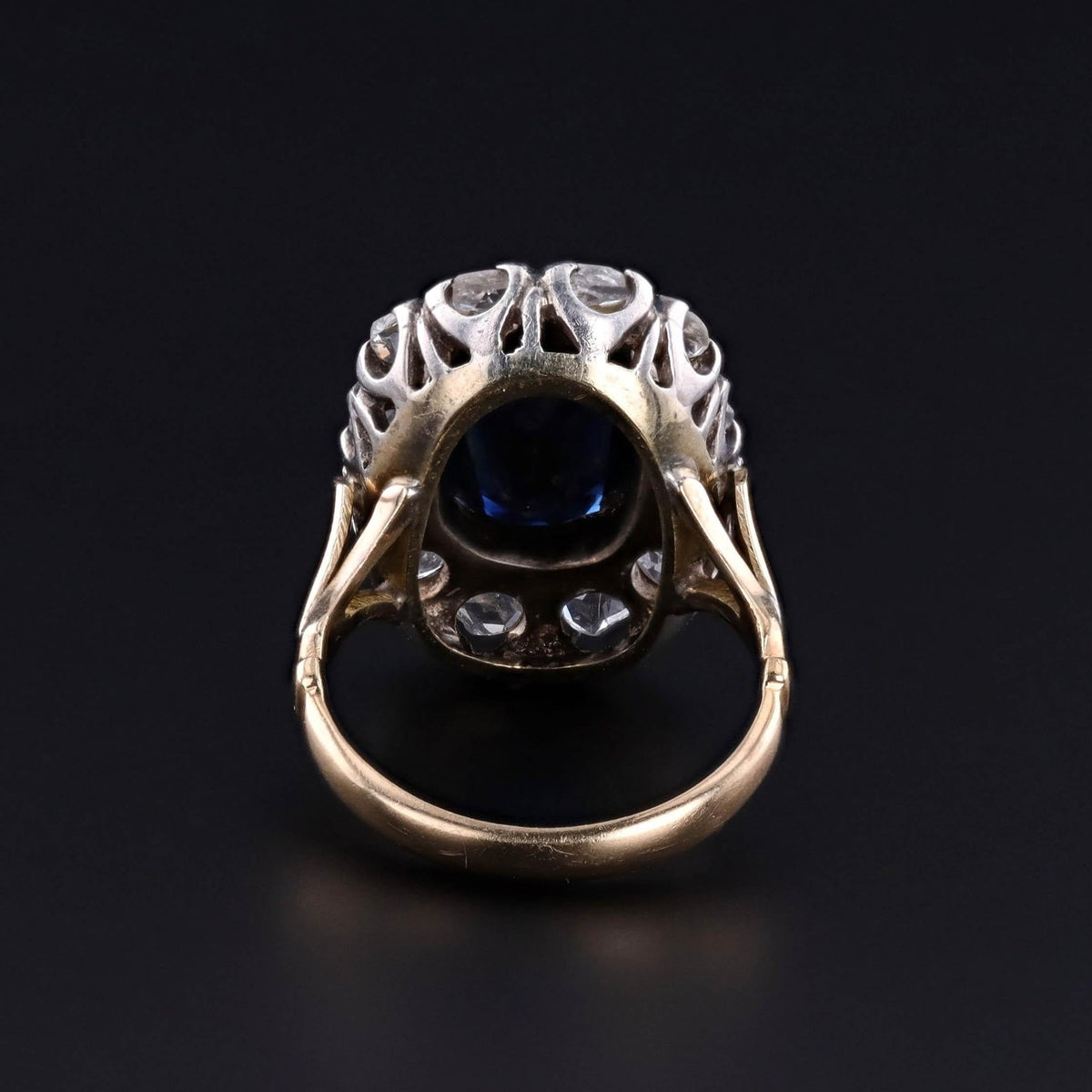 Antique Natural Untreated Sapphire and Diamond Halo Ring with GIA Certification - Trademark Antiques