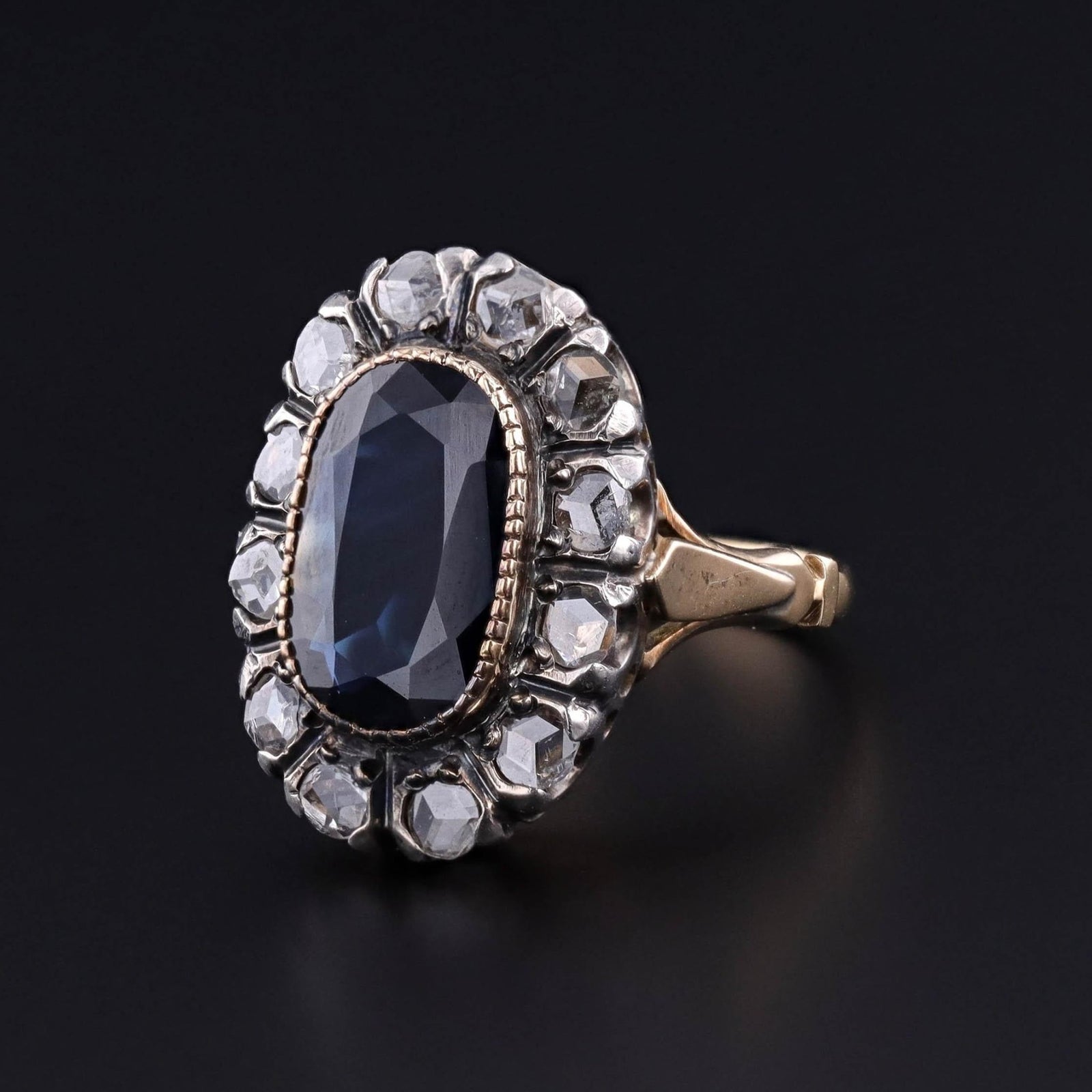 Antique Natural Untreated Sapphire and Diamond Halo Ring with GIA Certification - Trademark Antiques