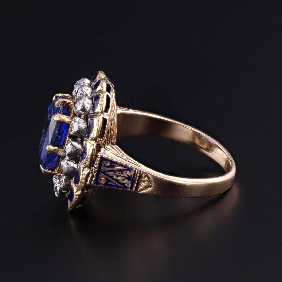 Antique Natural Untreated Sapphire Ring of 14k Gold with GIA Cert. - Trademark Antiques