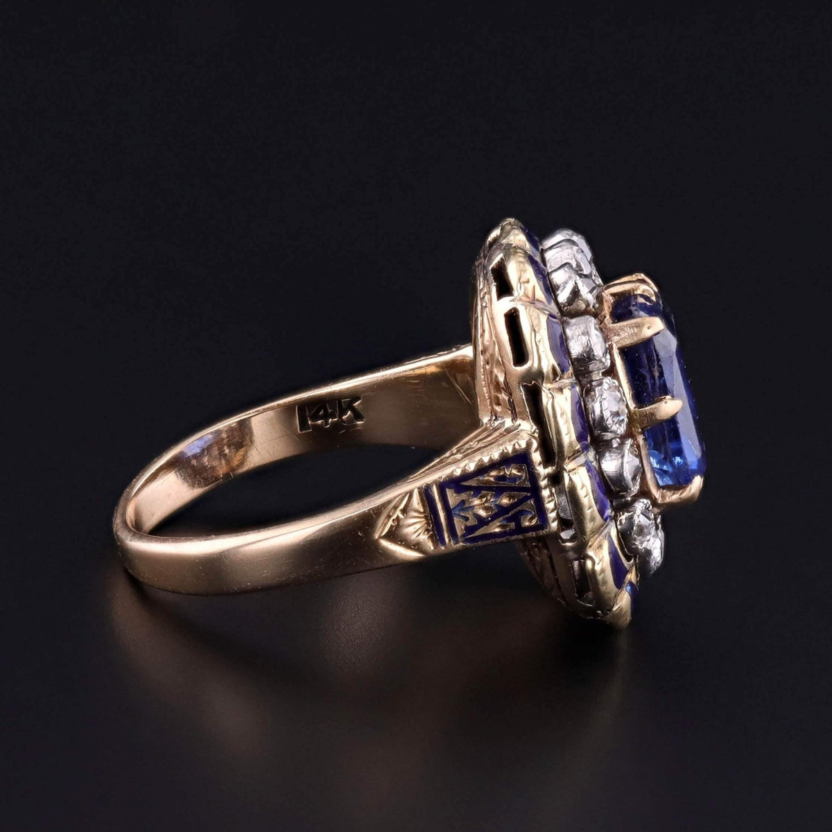 Antique Natural Untreated Sapphire Ring of 14k Gold with GIA Cert. - Trademark Antiques