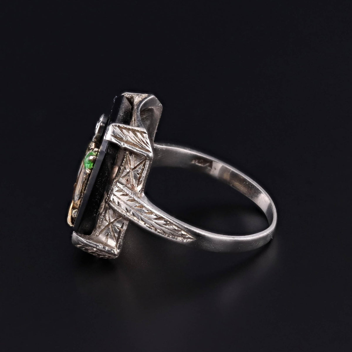 Antique Onyx Bird Ring of 14k Gold - Trademark Antiques