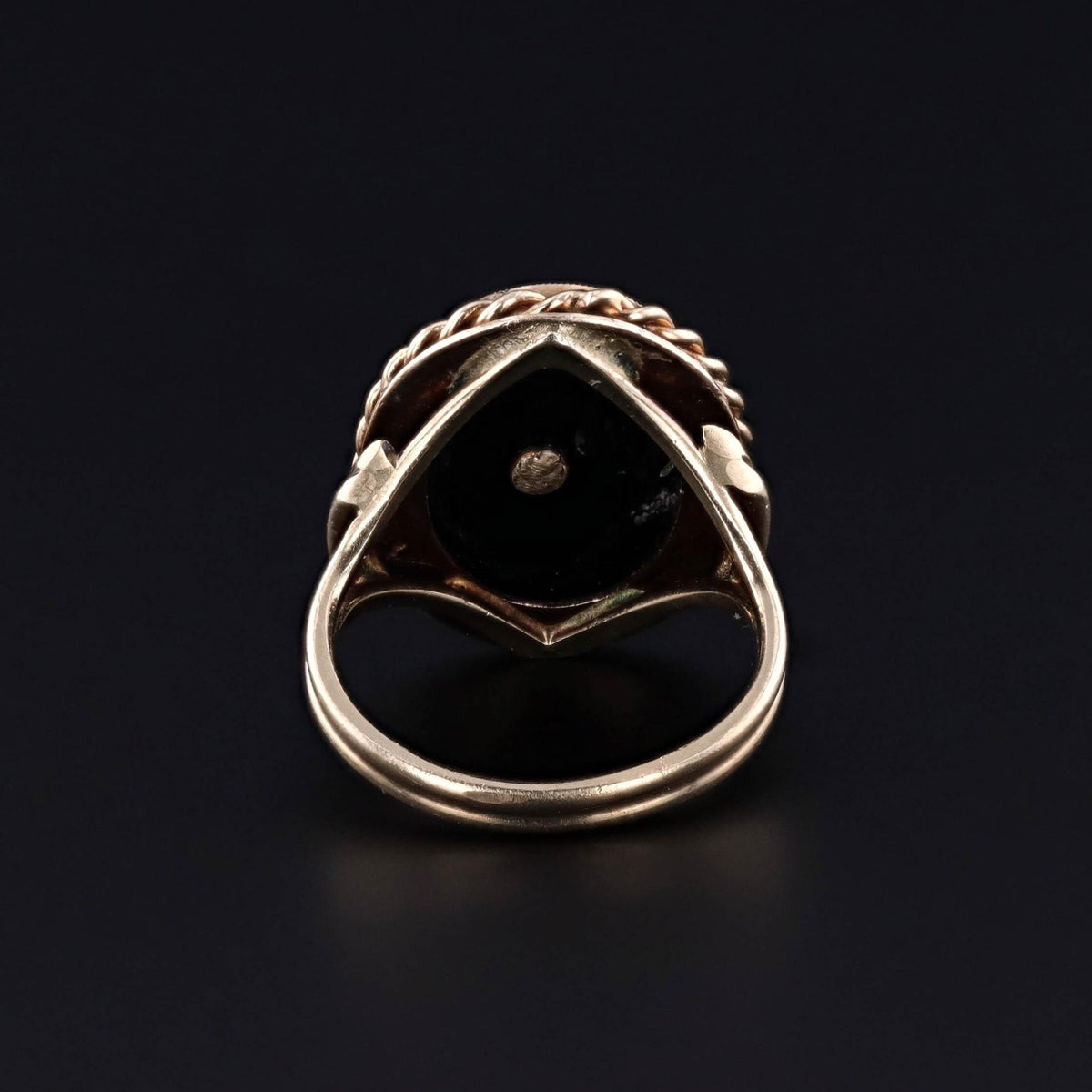 Antique Onyx Clover Ring of 10k Gold - Trademark Antiques