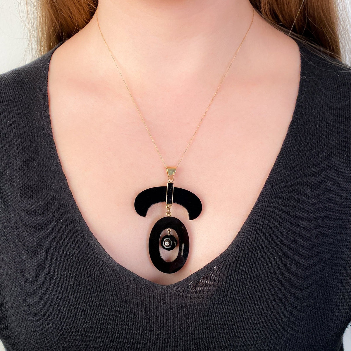 Antique Onyx Conversion Pendant of 14k Gold - Trademark Antiques