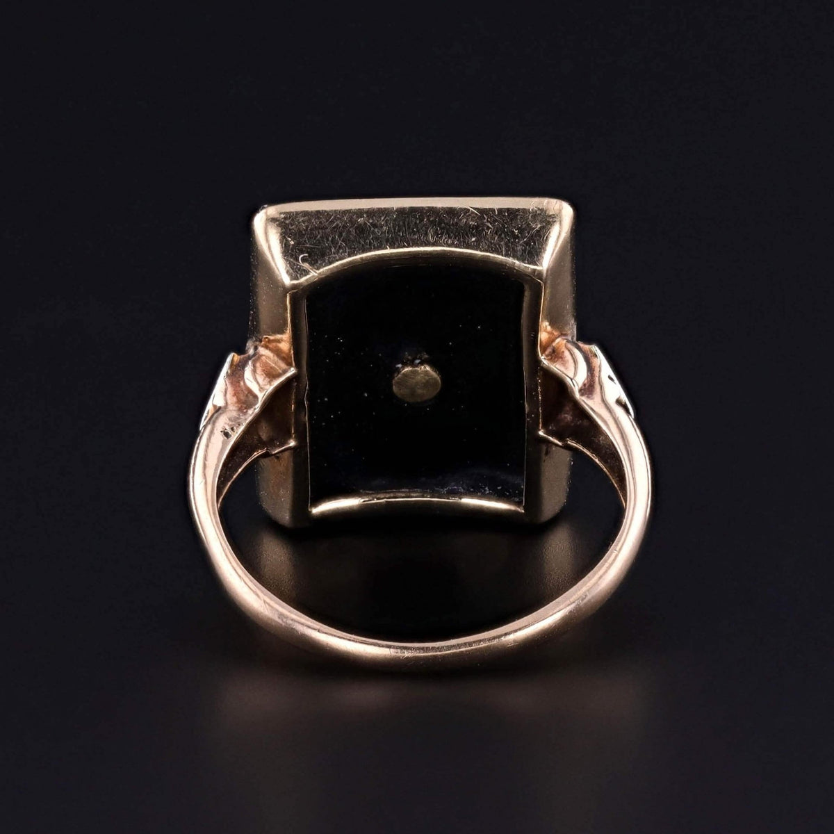 Antique Onyx Flower Ring of 10k Gold - Trademark Antiques