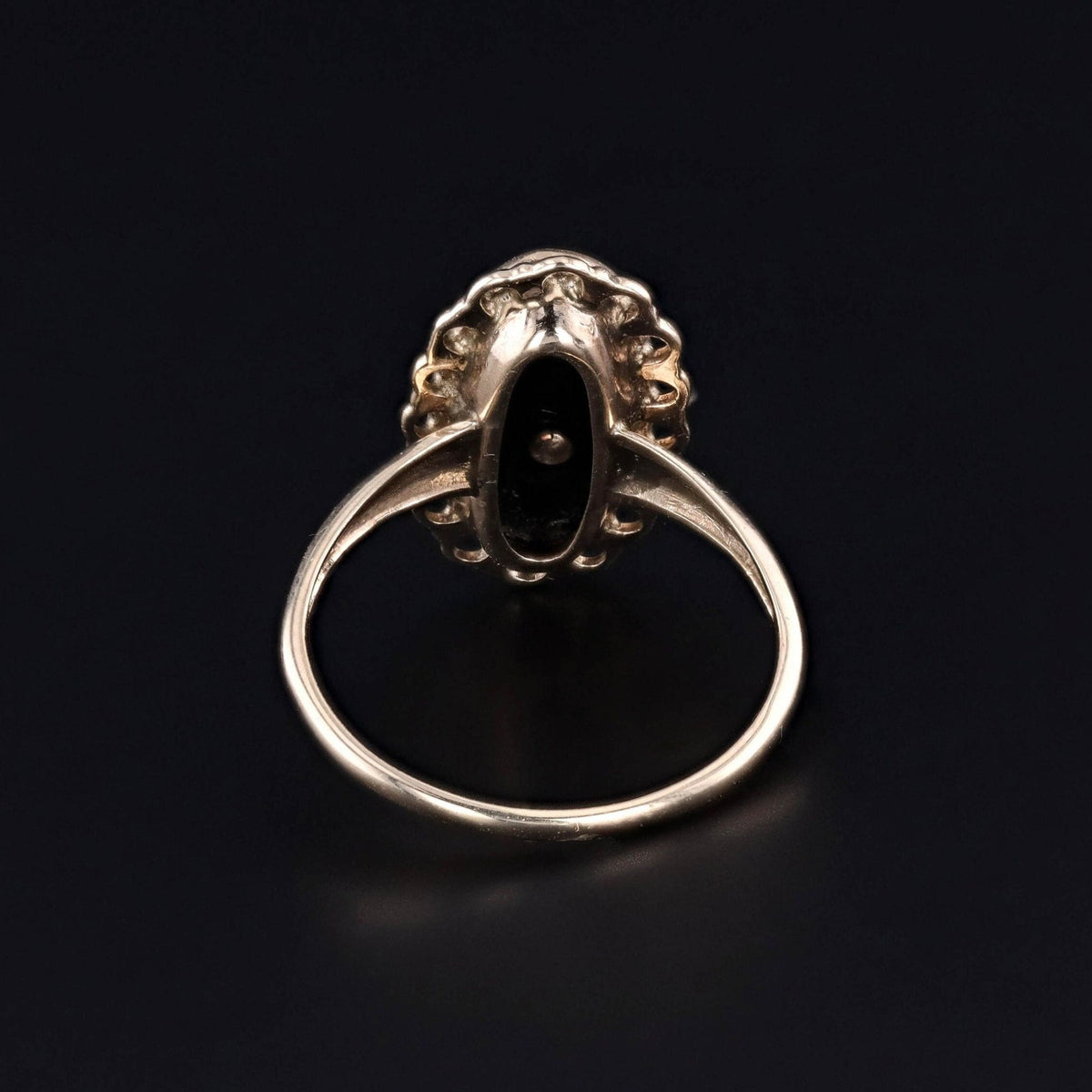 Antique Onyx Flower Ring of 10k gold - Trademark Antiques