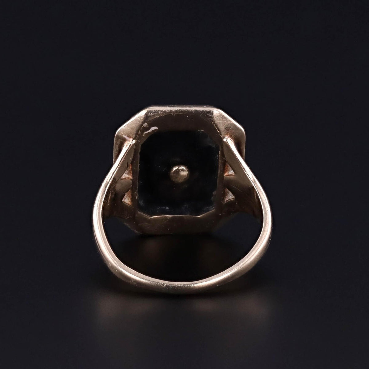 Antique Onyx Flower Ring of 10k Gold - Trademark Antiques