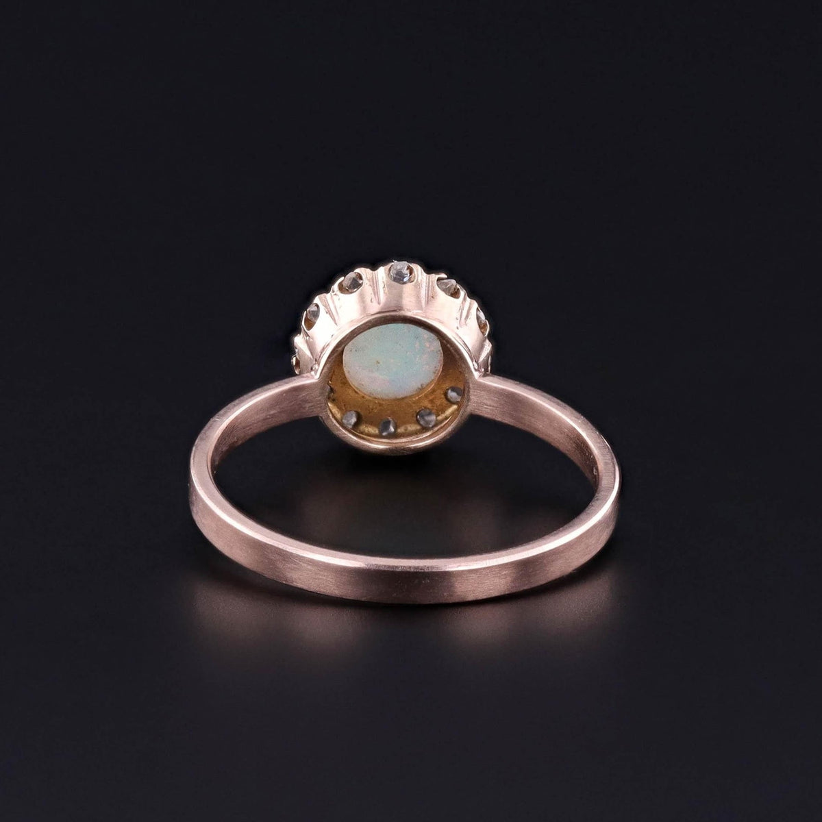 Antique Opal and Diamond Halo Ring of 14k Gold - Trademark Antiques