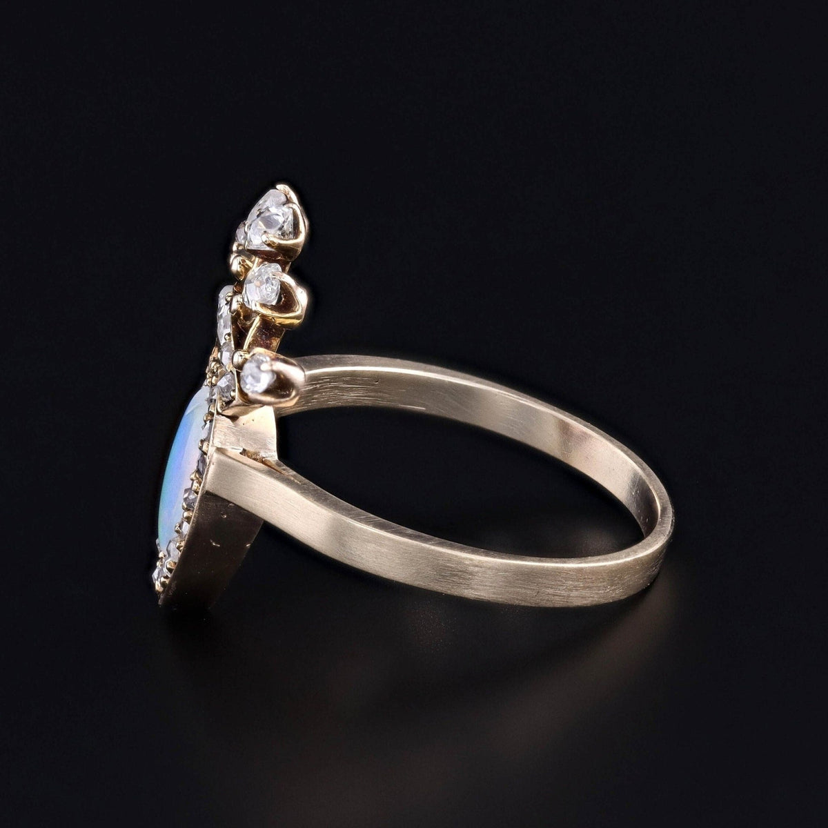 Antique Opal and Diamond Heart Conversion Ring of 14k Gold - Trademark Antiques