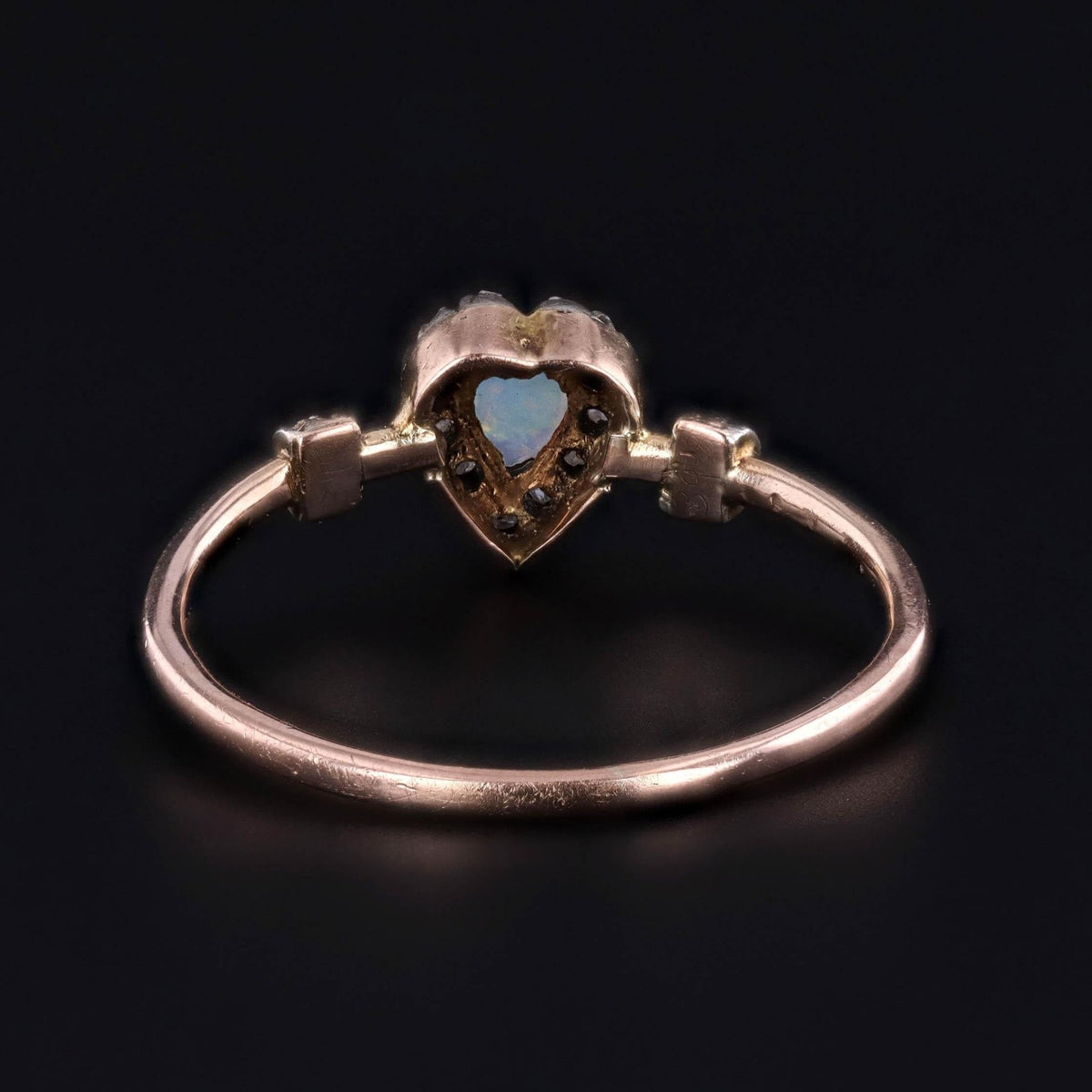 Antique Opal and Diamond Heart Ring of 18k Gold - Trademark Antiques