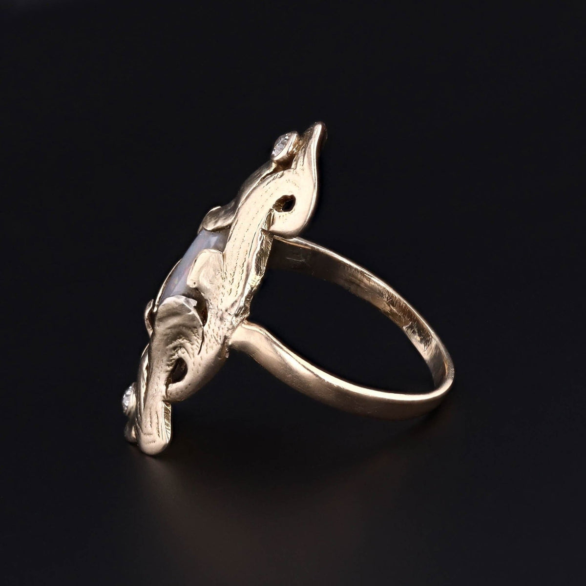 Antique Opal and Diamond Ring of 10k Gold - Trademark Antiques