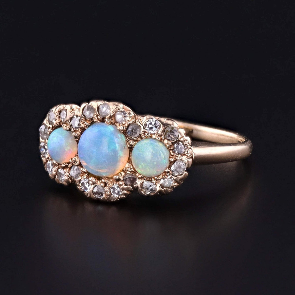 Antique Opal and Diamond Ring of 12k Gold - Trademark Antiques