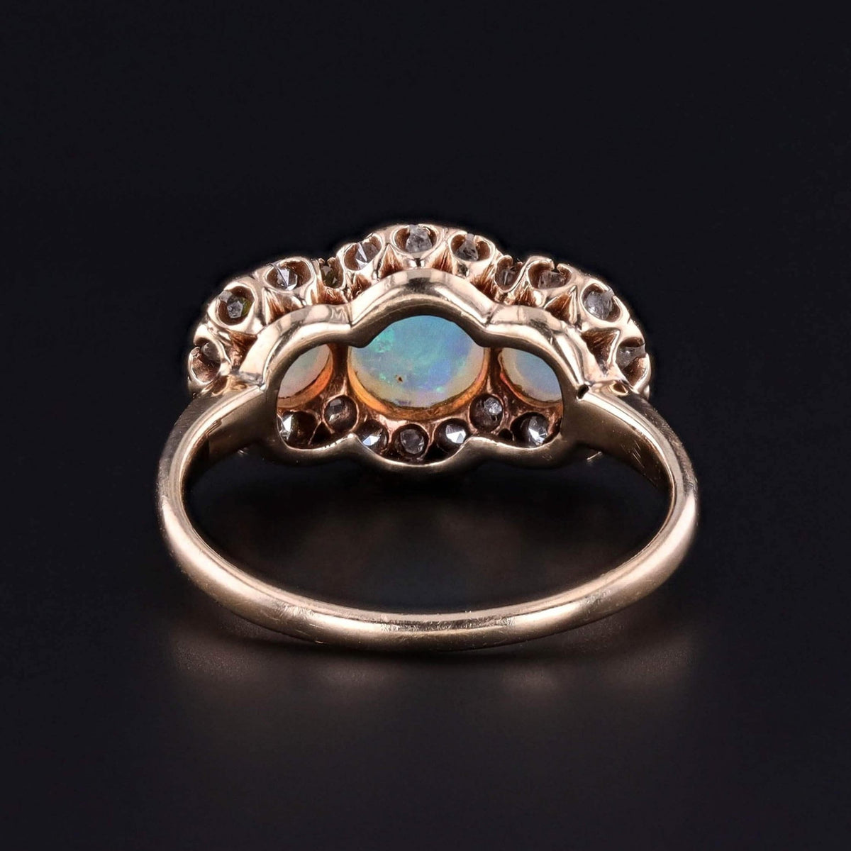 Antique Opal and Diamond Ring of 12k Gold - Trademark Antiques