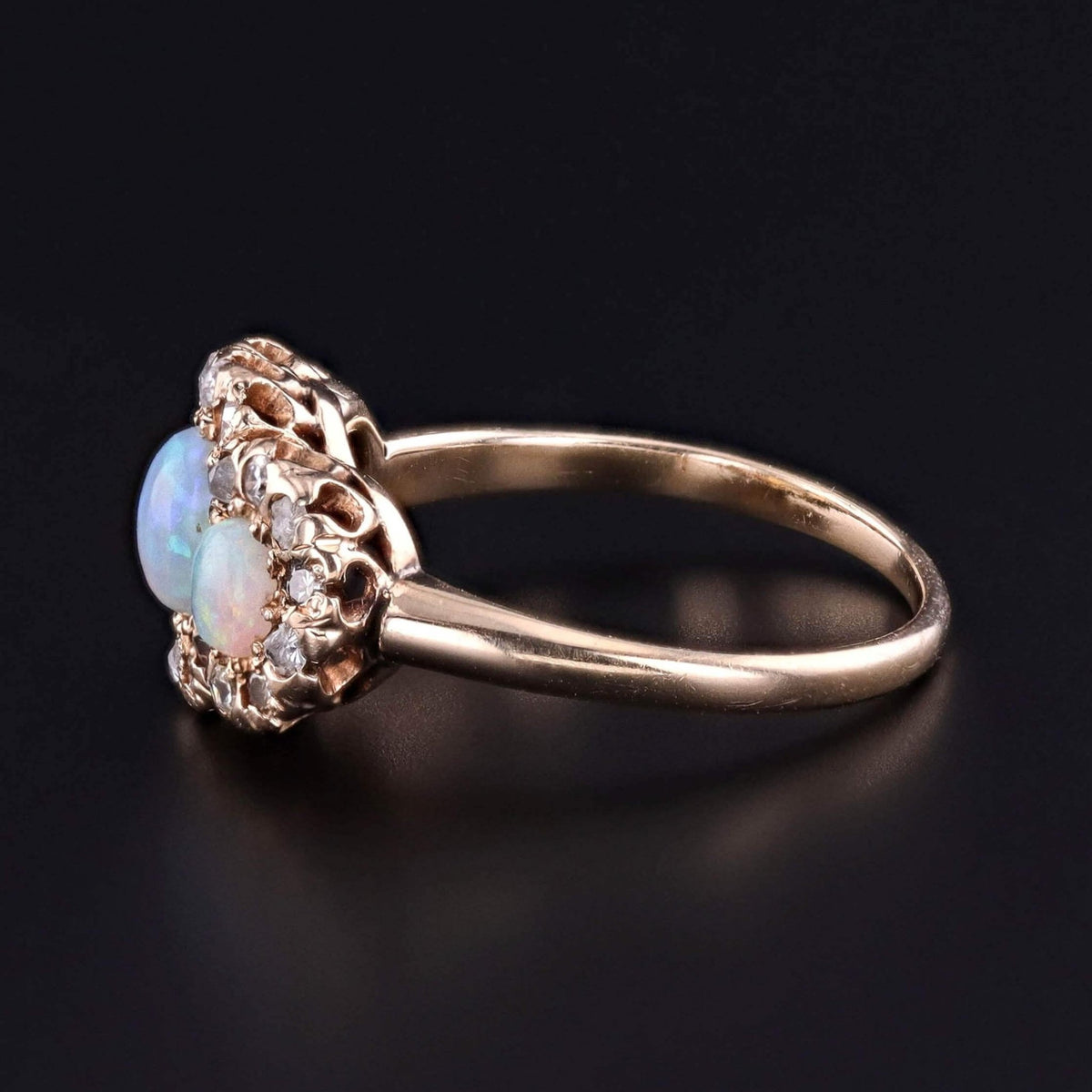 Antique Opal and Diamond Ring of 12k Gold - Trademark Antiques