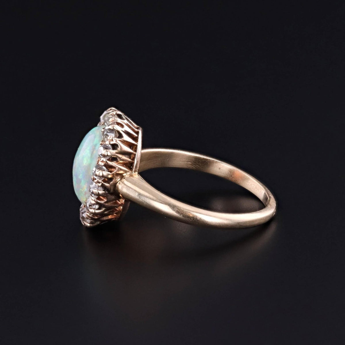 Antique Opal and Diamond Ring of 14k Gold - Trademark Antiques