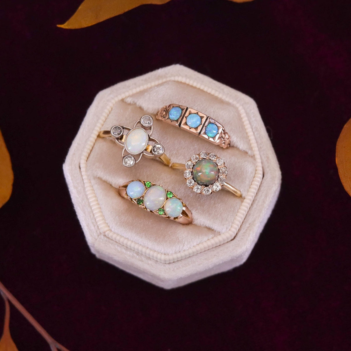 Antique Opal and Diamond Ring of 14k Gold - Trademark Antiques