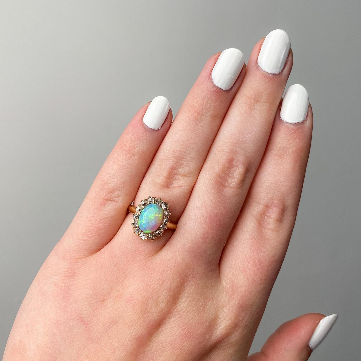 Antique Opal and Diamond Ring of 14k Gold - Trademark Antiques