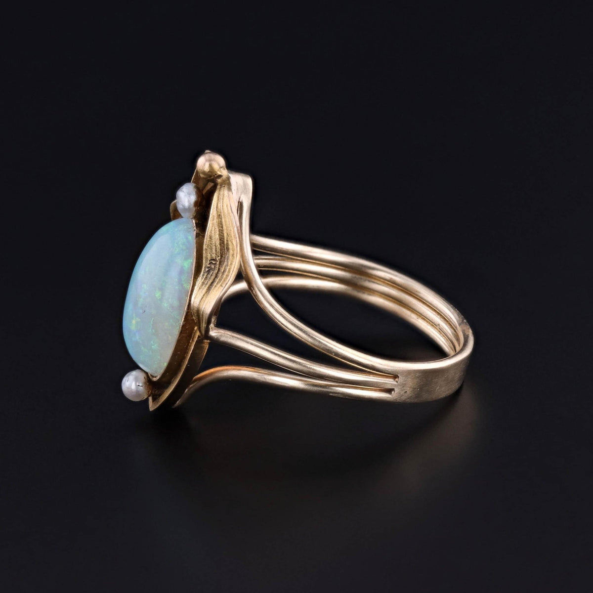 Antique Opal and Pearl Ring of 14k Gold - Trademark Antiques