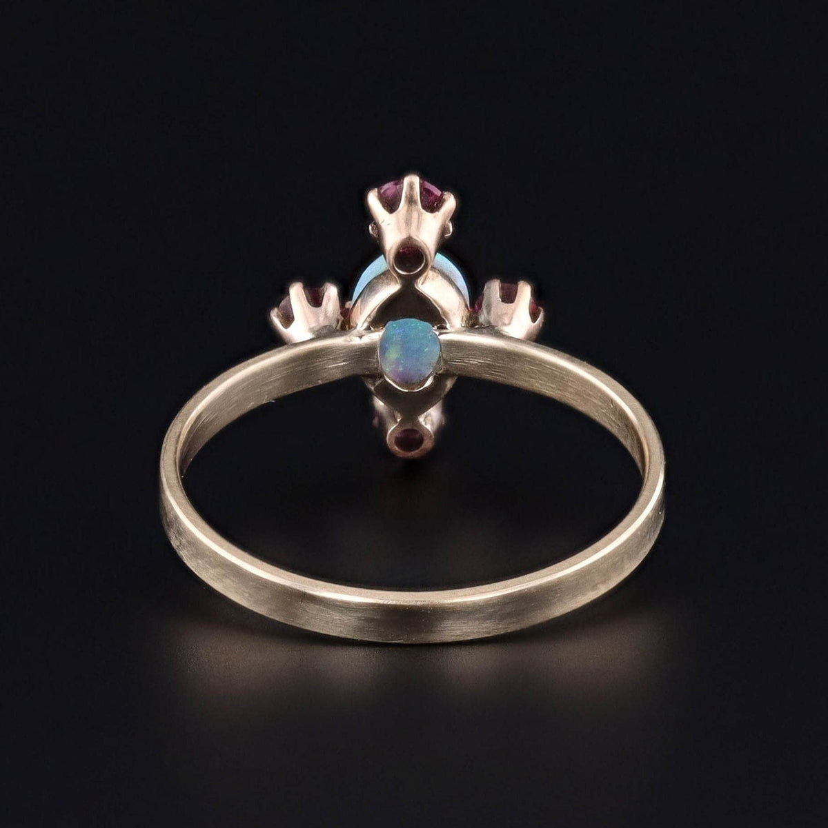 Antique Opal and Red Paste Conversion Ring of 14k Gold - Trademark Antiques