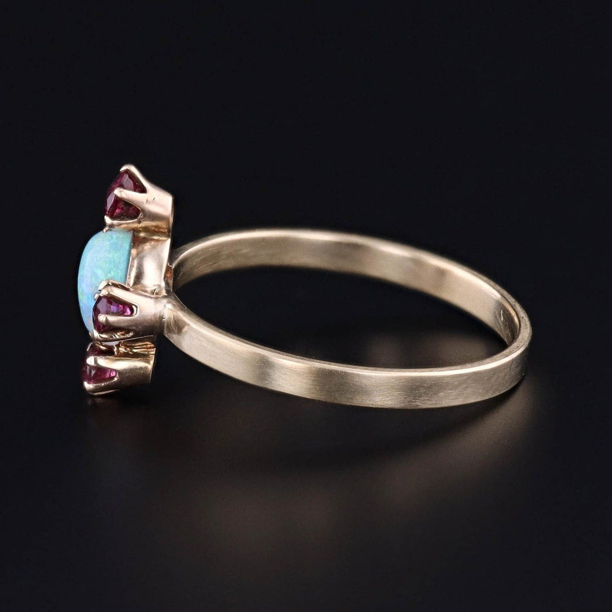 Antique Opal and Red Paste Conversion Ring of 14k Gold - Trademark Antiques