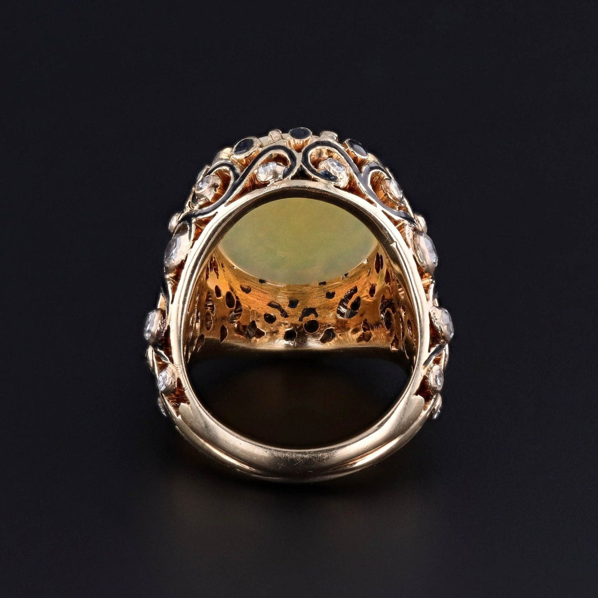 Antique Opal &amp; Diamond Ring of 14k Gold - Trademark Antiques