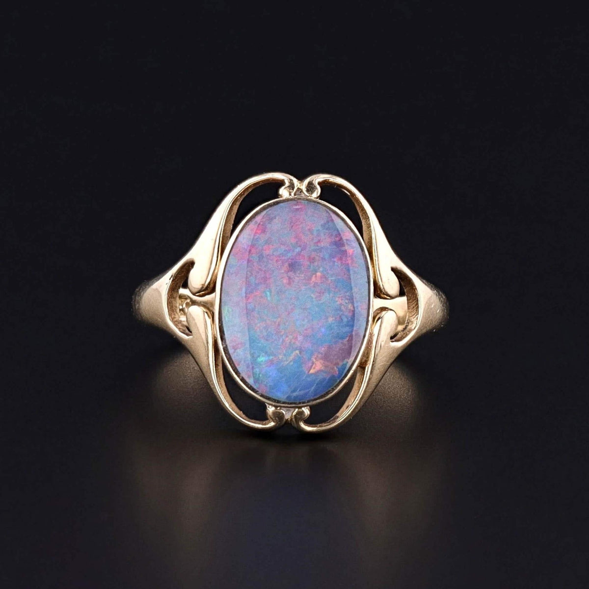 Antique Opal Doublet Ring of 18k Gold by Murrle Bennett - Trademark Antiques