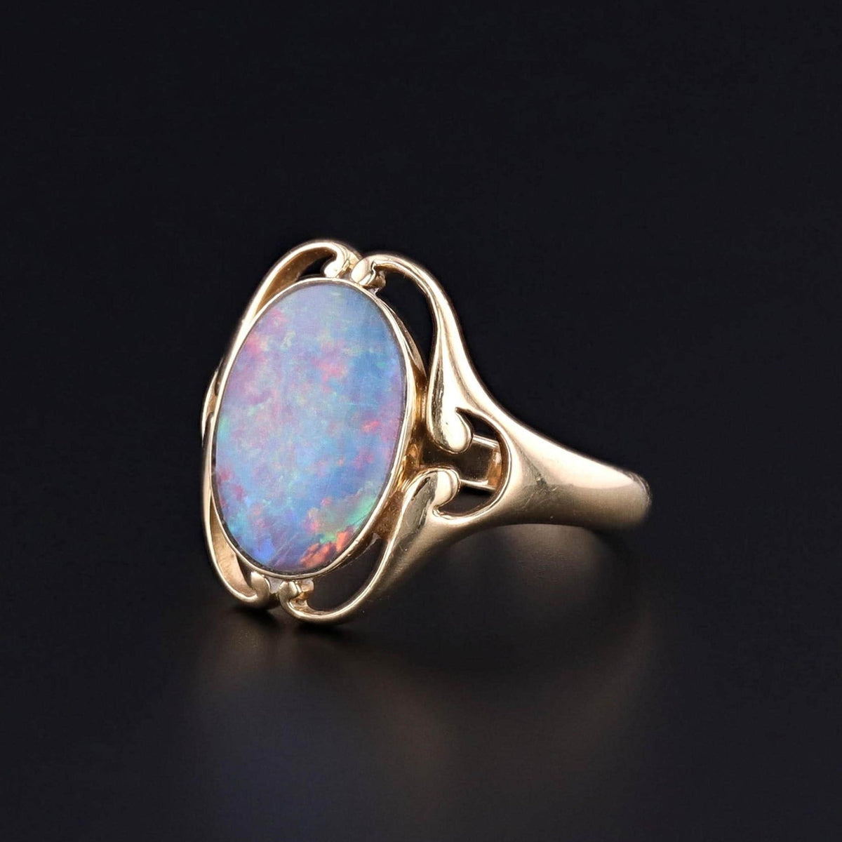 Antique Opal Doublet Ring of 18k Gold by Murrle Bennett - Trademark Antiques