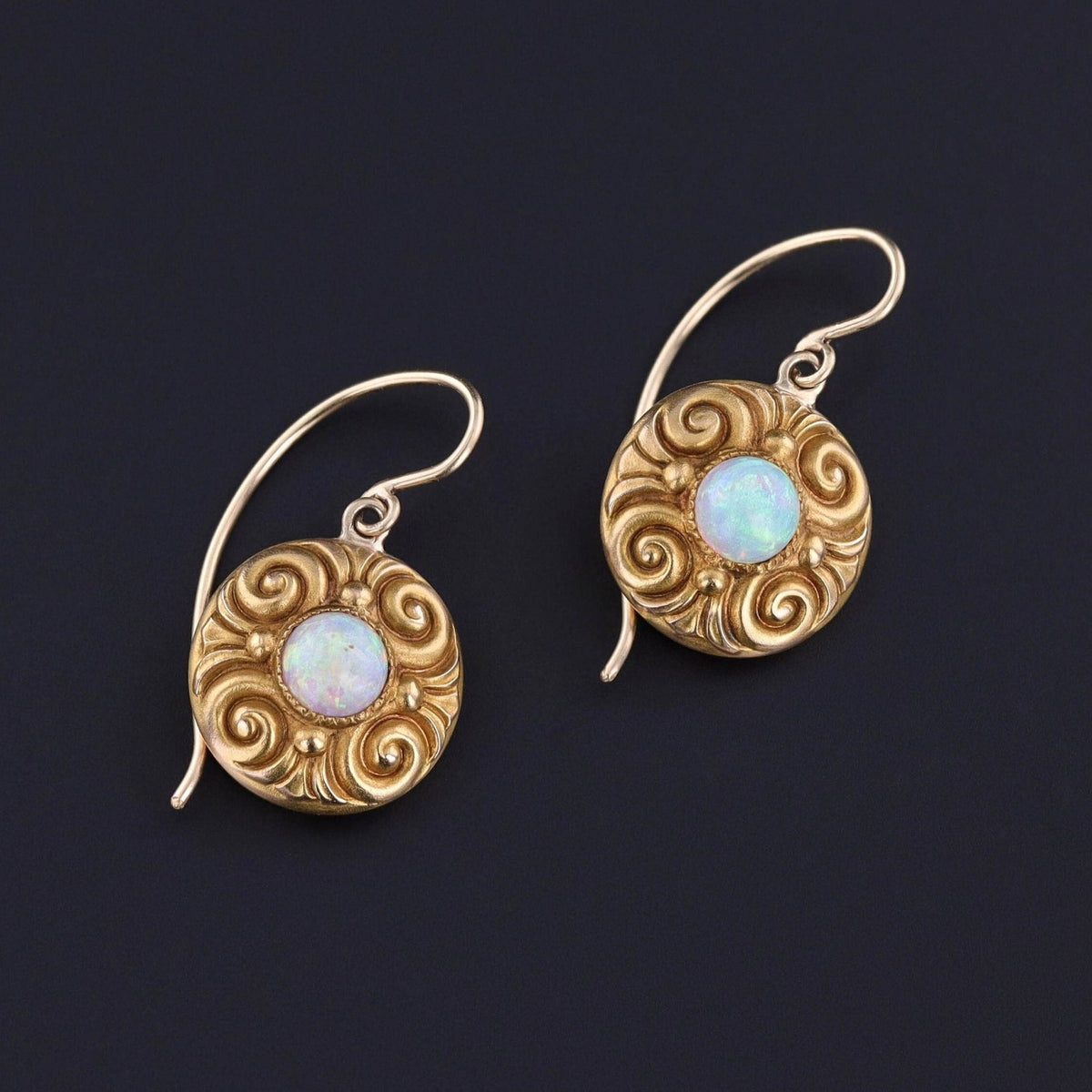 Antique Opal Earrings of 14k Gold - Trademark Antiques
