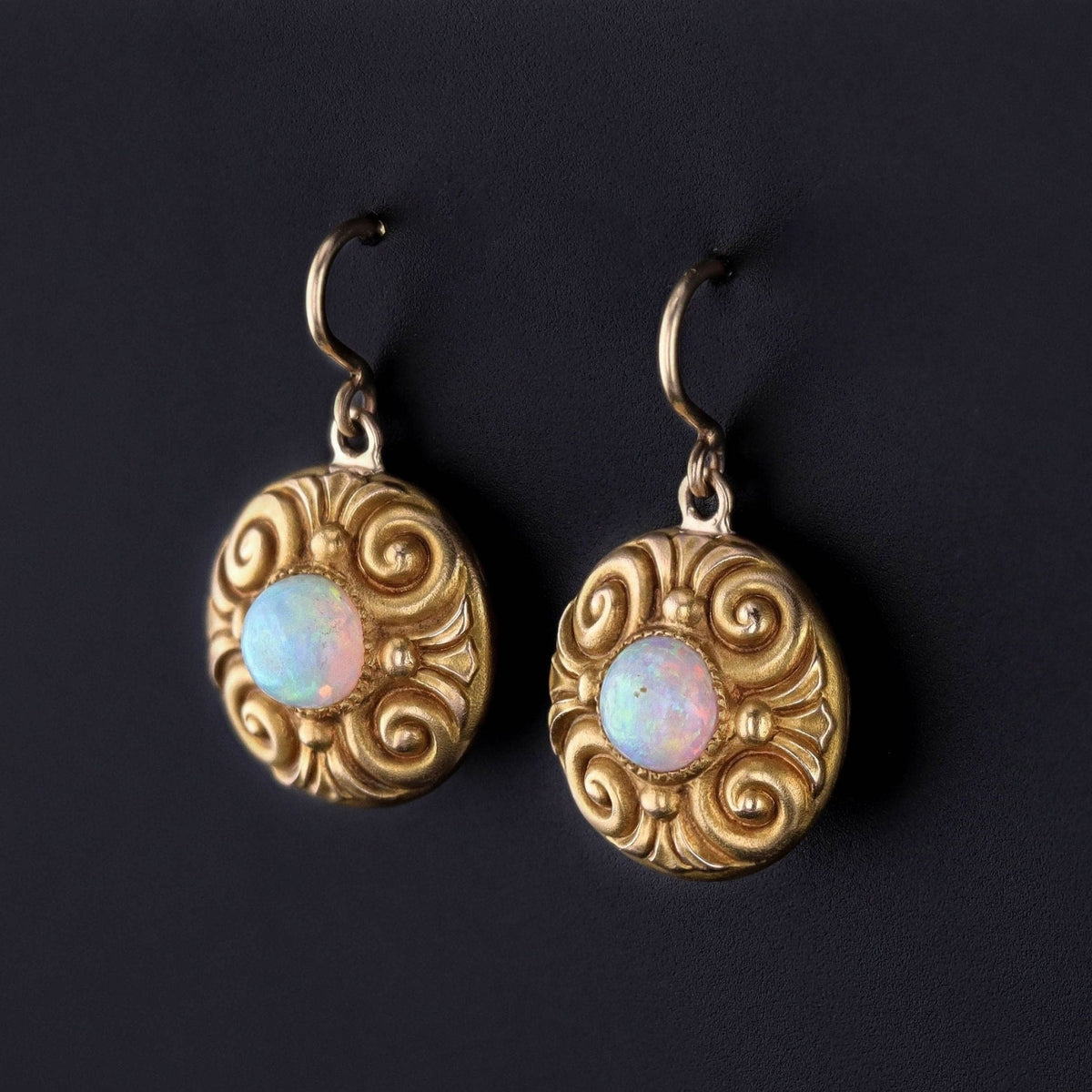 Antique Opal Earrings of 14k Gold - Trademark Antiques