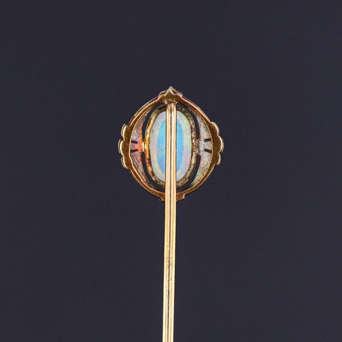Antique Opal &amp; Enamel Stickpin of 14k Gold - Trademark Antiques