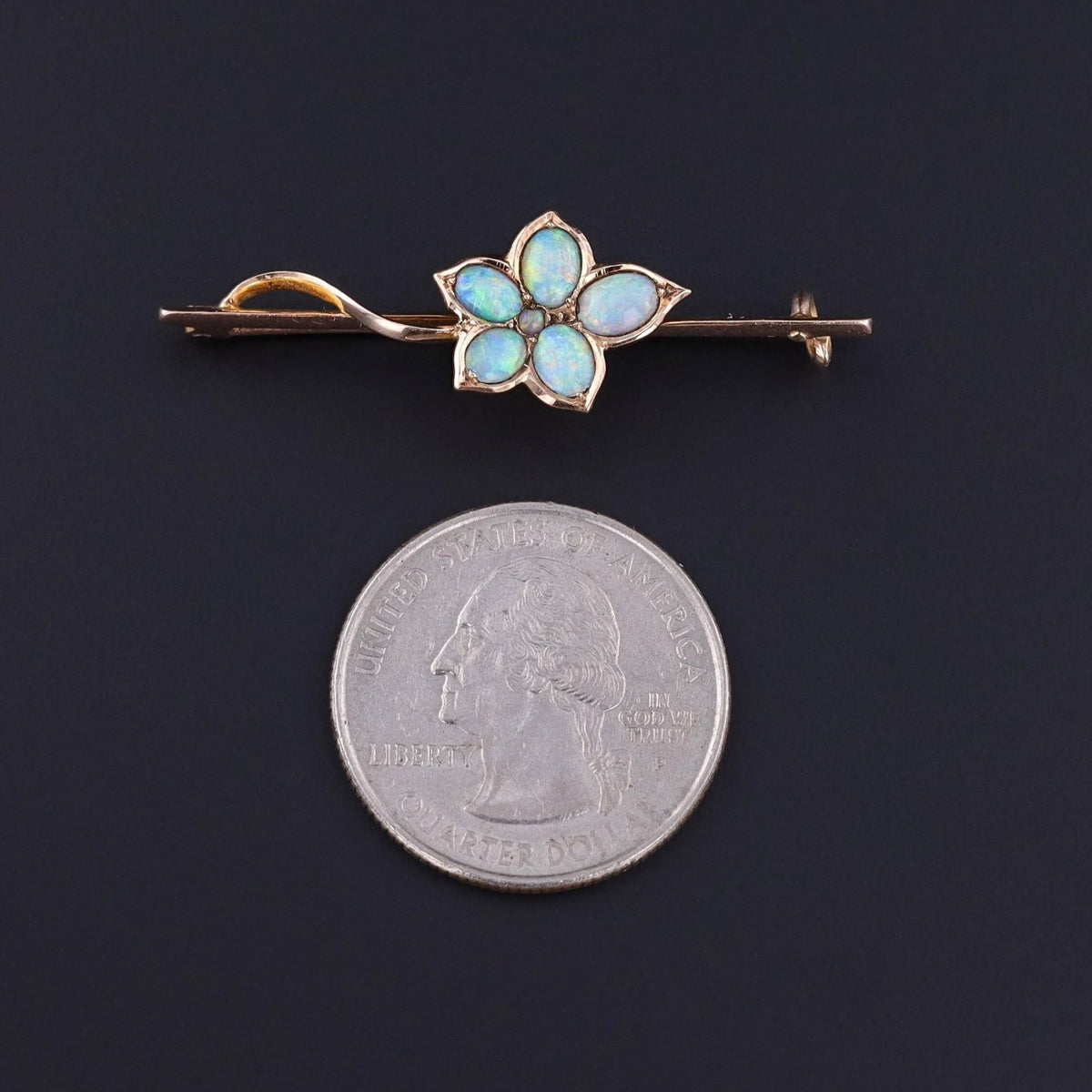 Antique Opal Flower Brooch of 18k Gold - Trademark Antiques