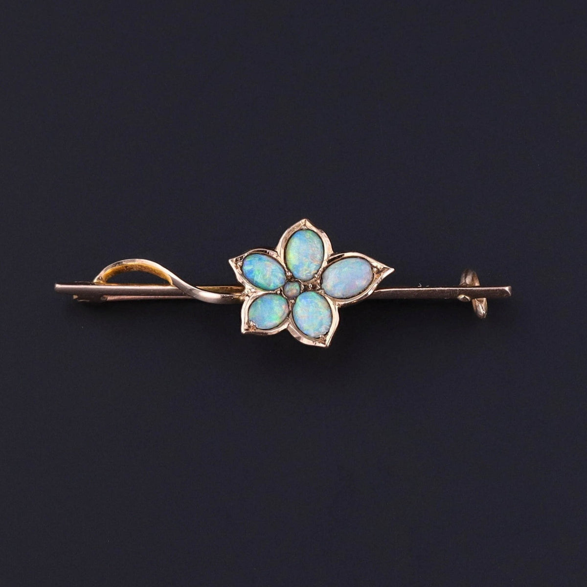 Antique Opal Flower Brooch of 18k Gold - Trademark Antiques