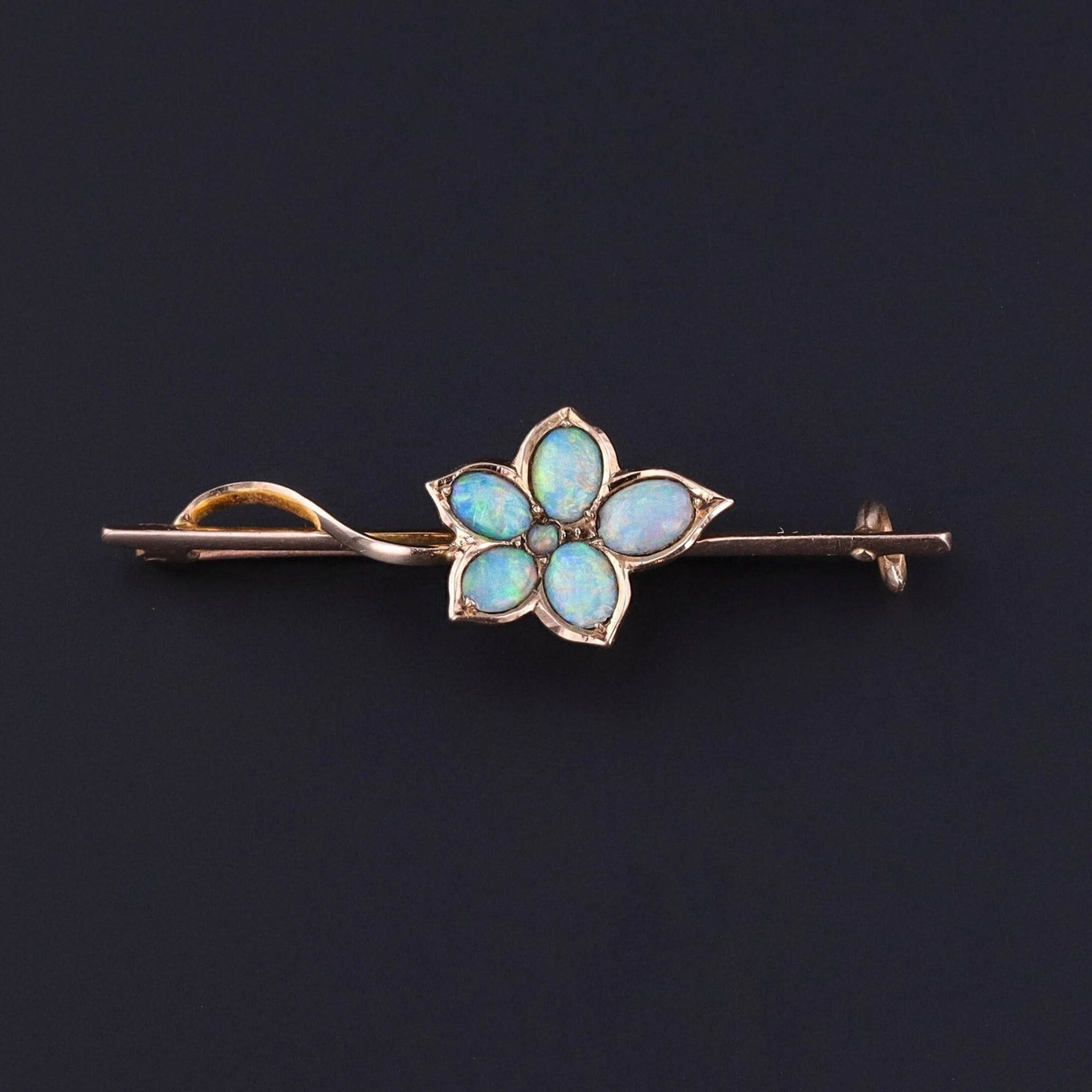 Antique Opal Flower Brooch of 18k Gold - Trademark Antiques