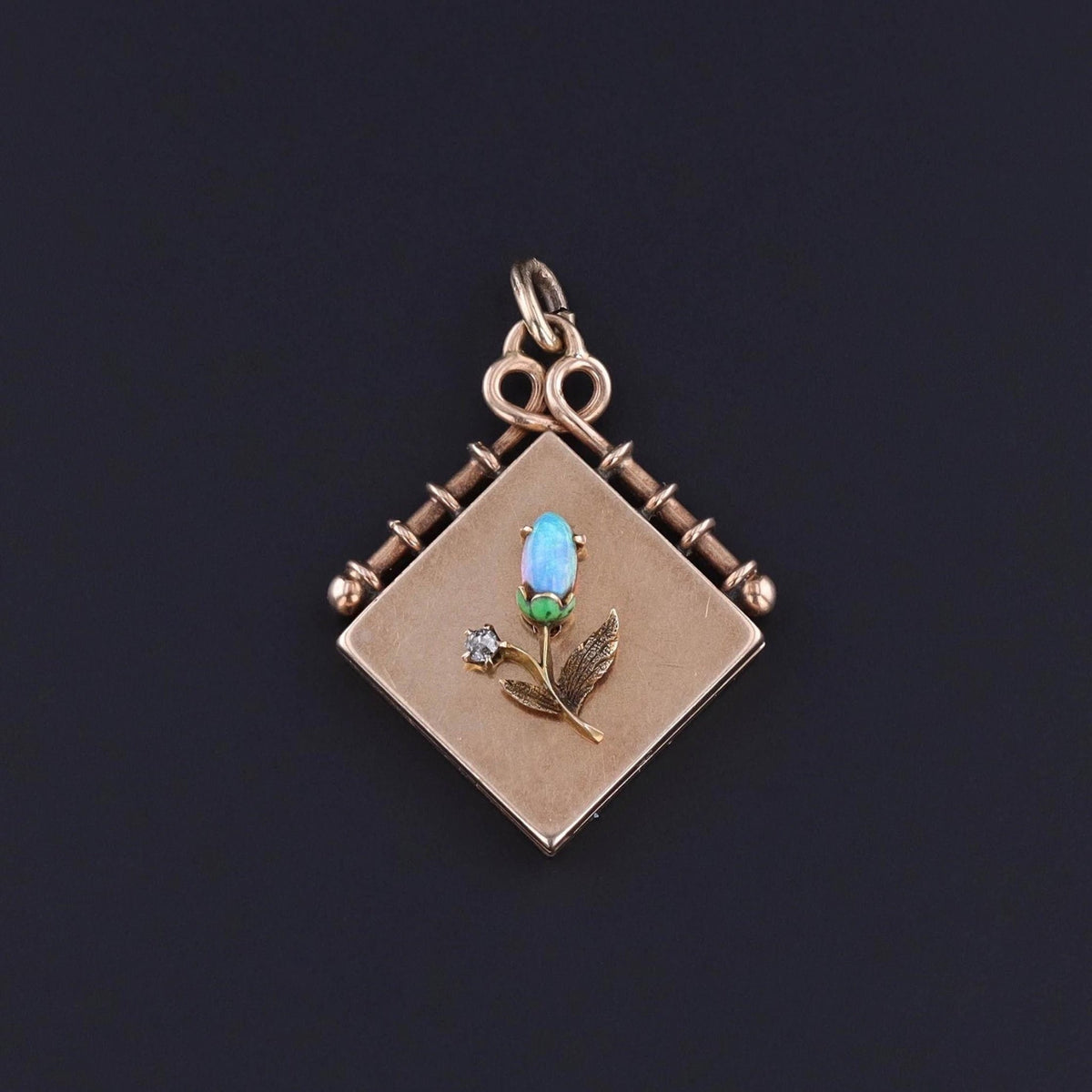 Antique Opal Flower Locket of 10k Gold - Trademark Antiques