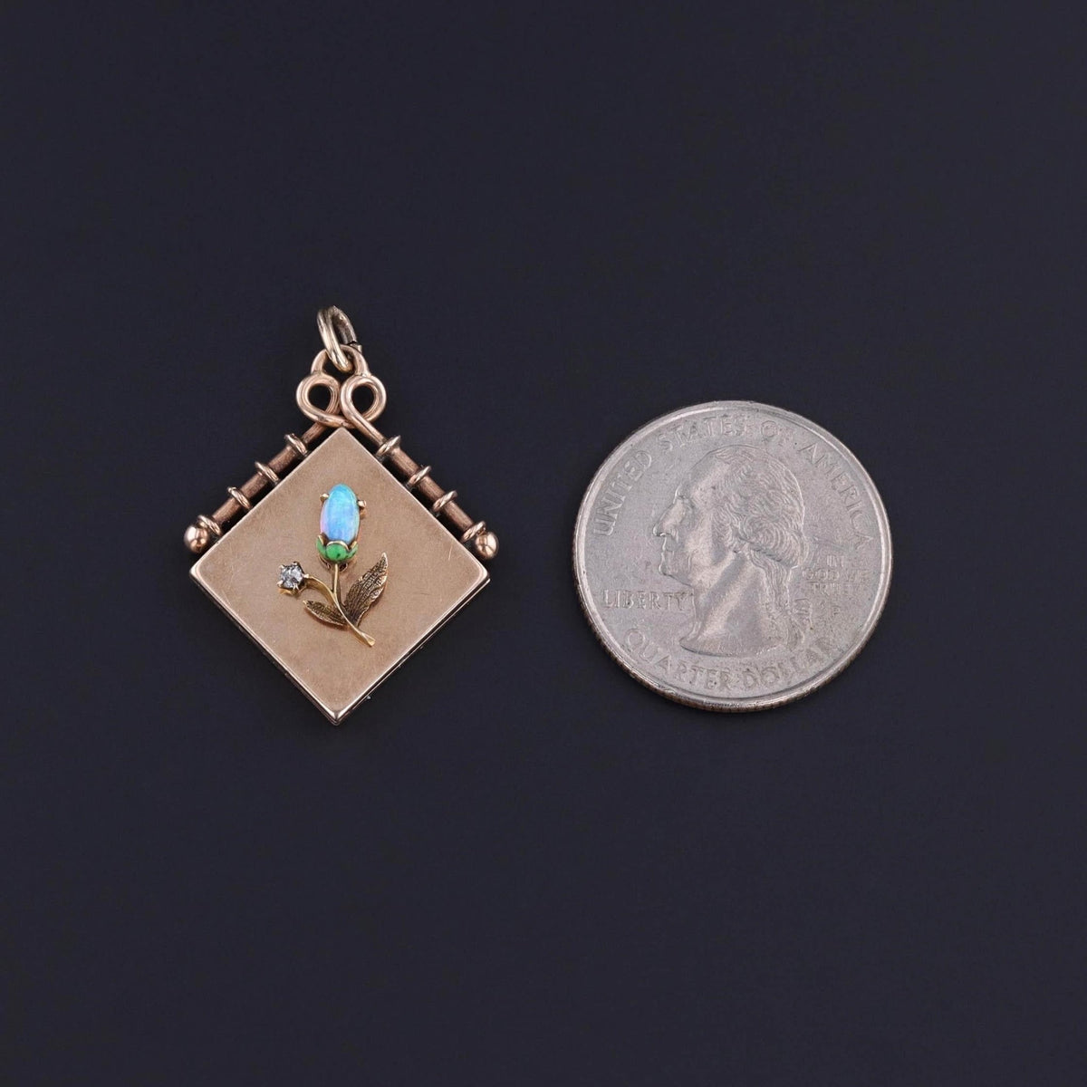 Antique Opal Flower Locket of 10k Gold - Trademark Antiques