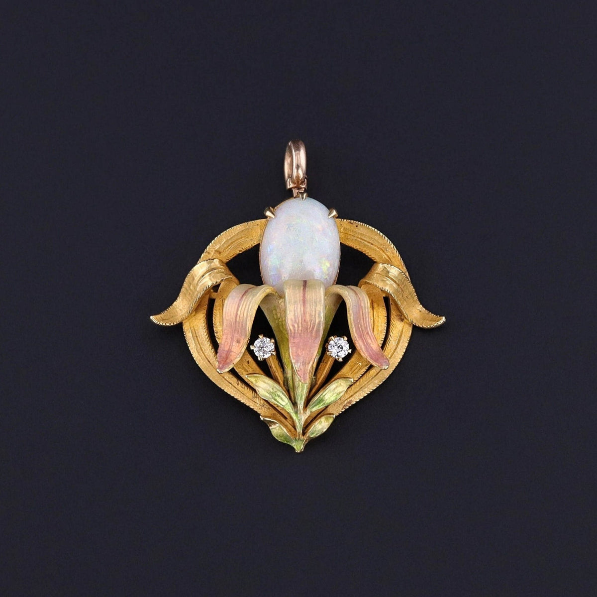 Antique Opal Flower Pendant of 14k Gold - Trademark Antiques